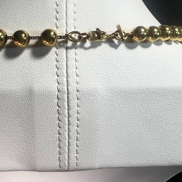 Monet Polished Gold-Tone Jewelry Beaded Necklace  with Domed Stud Earrings Set - Picture 10 of 12